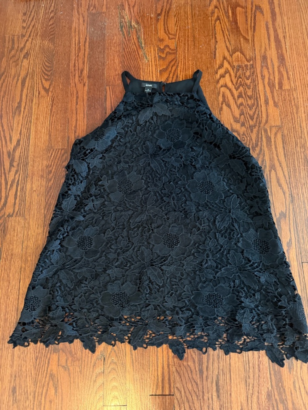 Alfani Black Floral Lace Halter Tunic